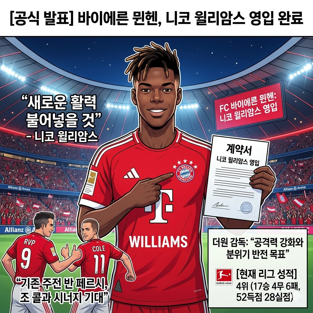 뮌헨, [니코 윌리암스] 영입! 리그 판도 흔드나